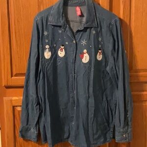 Vintage holiday/snowman shirt size 1214 for ladies
